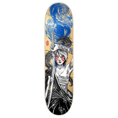 Yocaher Graphic Skateboard Deck - Samurai Series - Girl Samurai Dragon