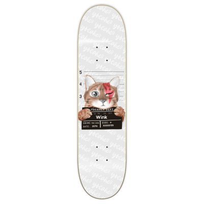 Yocaher Rockstar Kitty Cat - White Wink Skateboard Deck